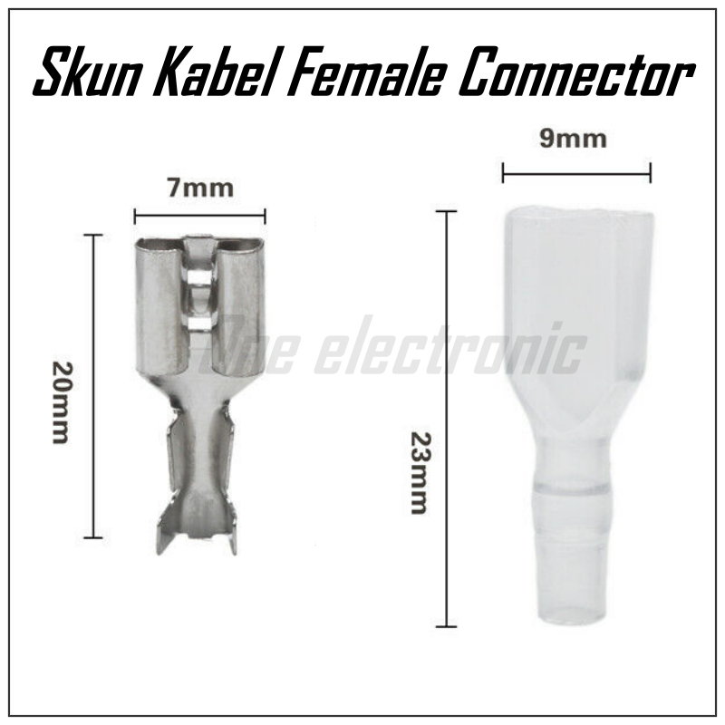 1 Set Skun Kabel Female 6.6mm  + karet skun Connector Konektor Wire Cucuk lengkap Karet Cover