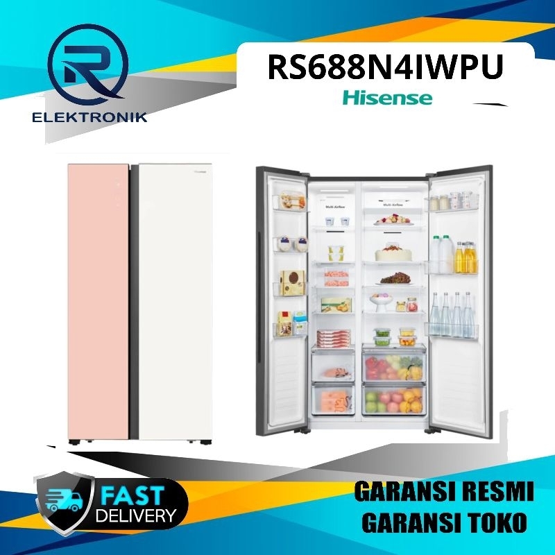 Hisense RS688N4IWPU Kulkas Side by Side 519 Liter RS688N4IWPU