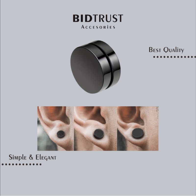 ANTING MAGNET BULAT PIPIH HITAM •  Anti Karat Aksesoris Remaja Dewasa Cowok Cewek Laki Laki Perempua