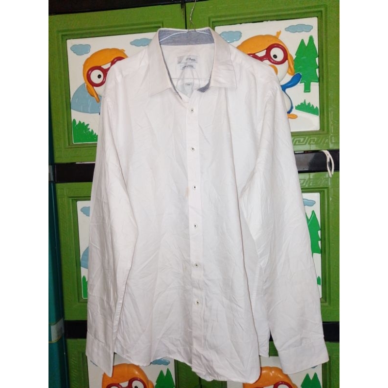 Kemeja Putih ST Dupont classics tangan bisa stik balik ada bordir tag wash sudah hilang kerah greges
