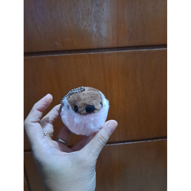 Keychain burung sakura pink coklat amuse