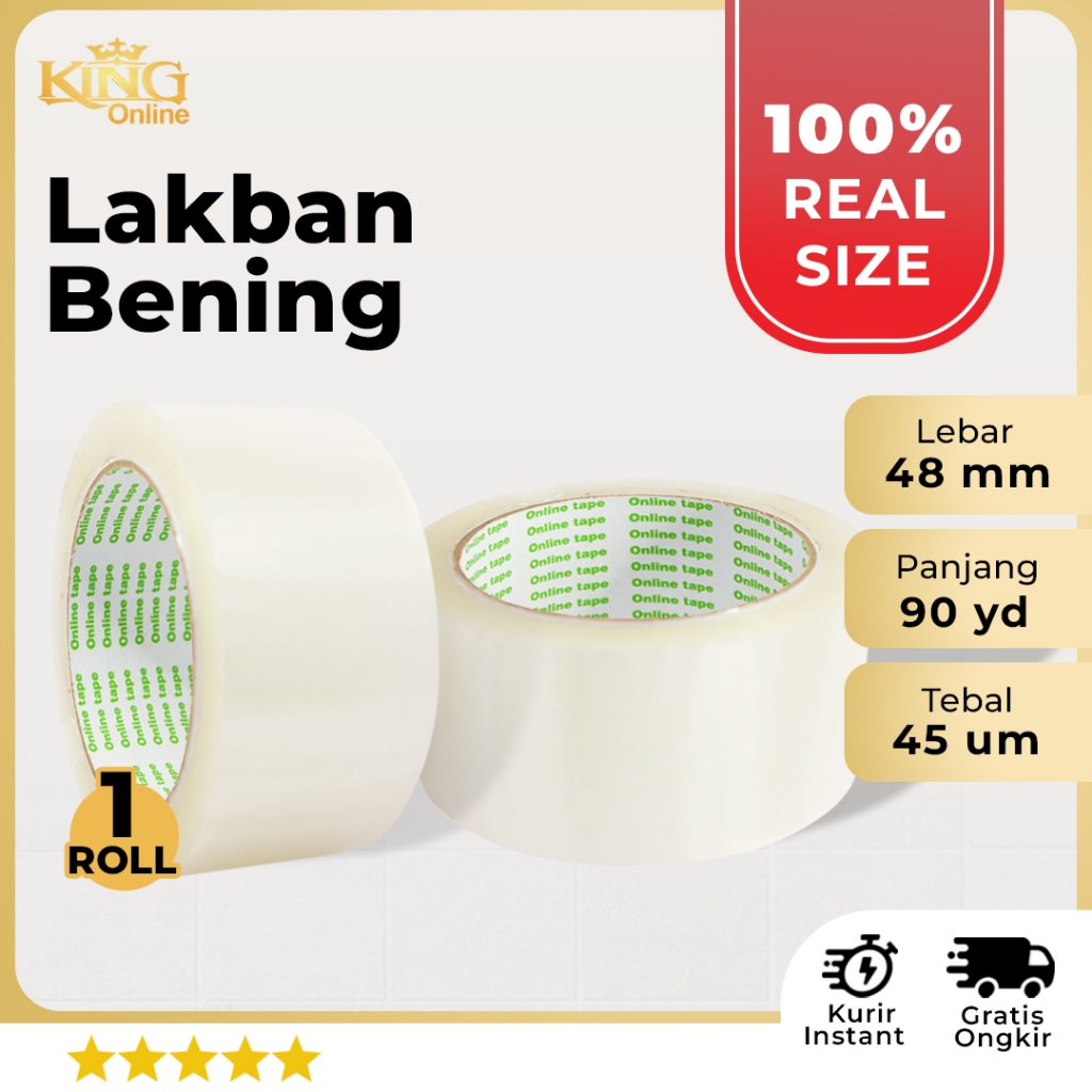 

Lakban Bening 48 MM X 90 Yard PURE UKURAN REAL Tebal Kuat Isolasi solatip perekat kuat tebal