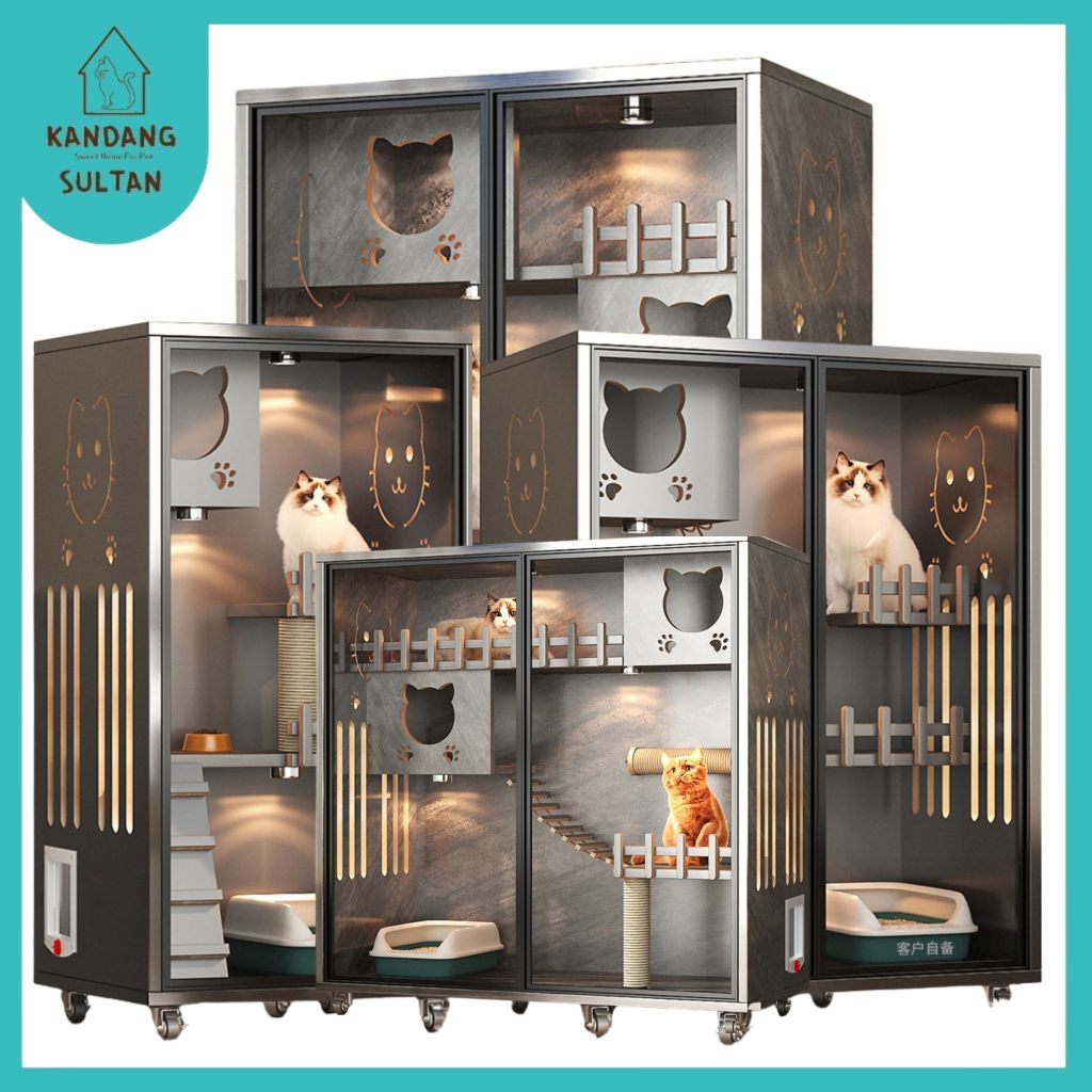 Kandangsultan-Rumah Villa Kandang Kucing Hewan Peliharaan Knockdown Bongkar Pasang Elegant |Kandang 