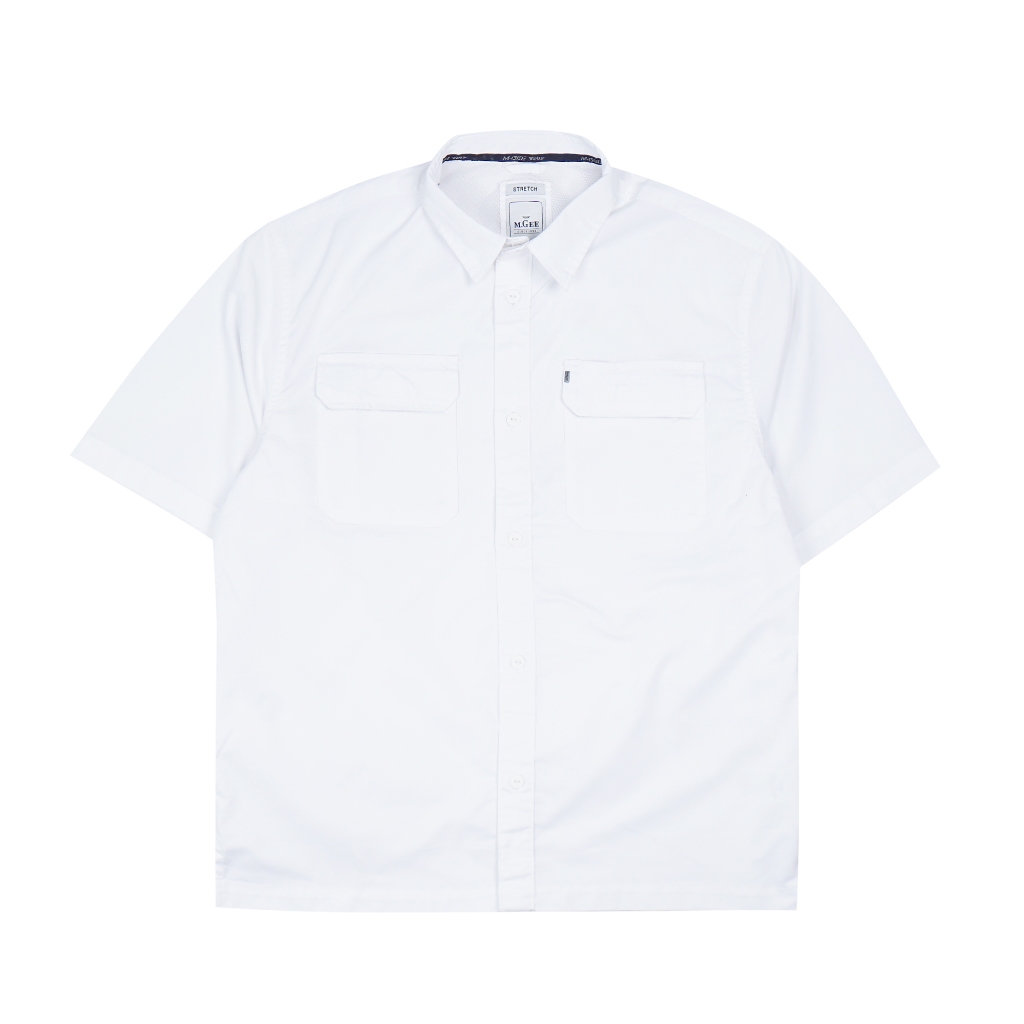 M GEE Kemeja Outdoor Tactical Lengan Pendek Baju Kantor Putih Trevor C014 White