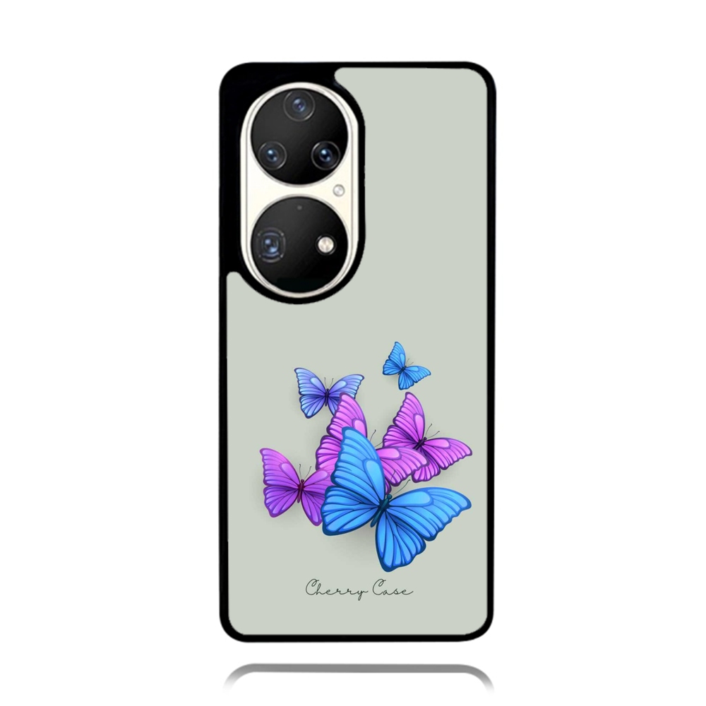 Case Phone HUAWEI P50 P40 P30 P20 Pro TPU Rubber Protection Softcase Colorfull Butterfly Purple