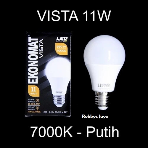 Lampu LED Ekonomat Vista 11w Putih / Led Bulb Cool Daylight