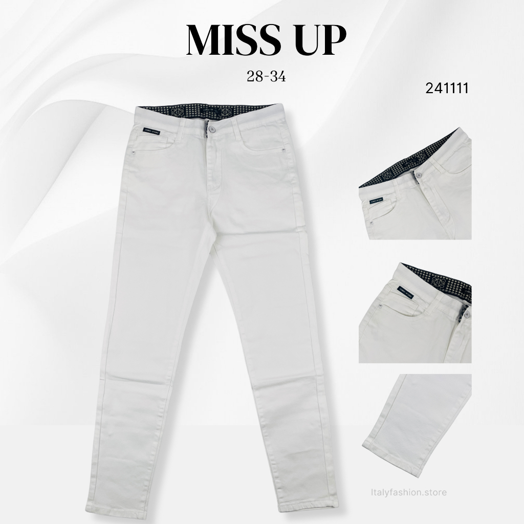 MISS UP Celana Panjang Jeans Stretch Putih Wanita 241111