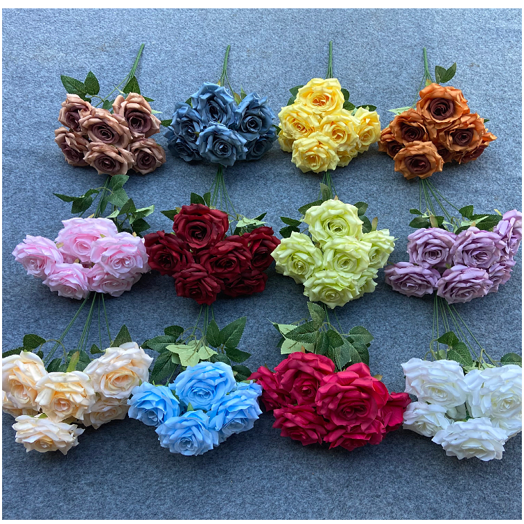 Artificial Bunga Mawar 7Bunga Hias Plastik dekorasi wedding dan dekorasi kamar-Penjualan grosir