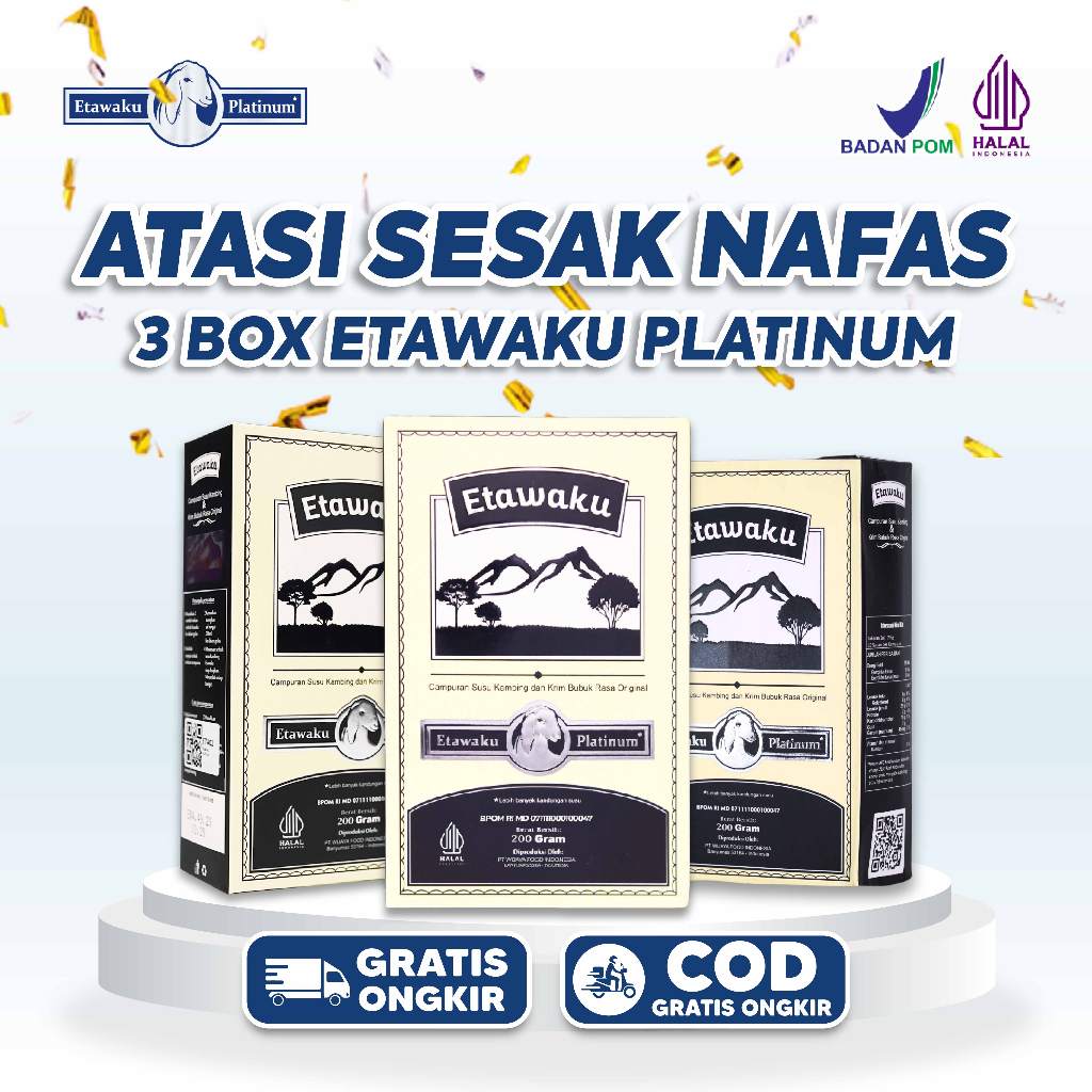 

ETAWAKU PLATINUM PAKET 3 BOX - SUSU KAMBING ETAWA BUBUK ORIGINAL BANTU MASALAH PERNAFASAN DAN SENDI