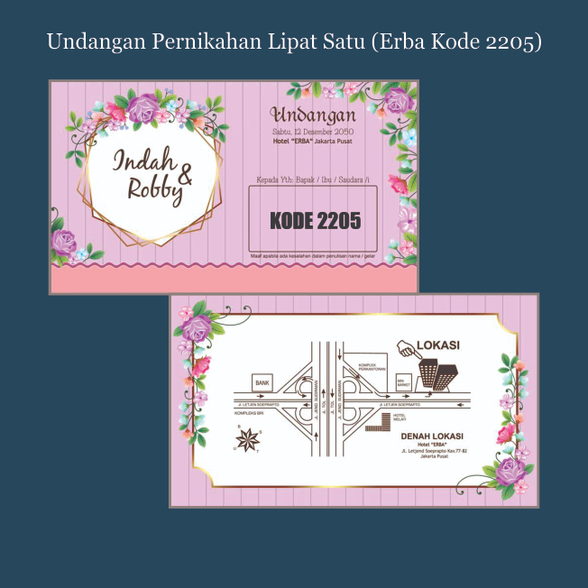 UNDANGAN PERNIKAHAN/CETAK UNDANGAN PERNIKAHAN/KODE 2205_MODEL LIPAT 1_MINIMAL ORDER 10 PCS