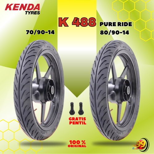 Sepasang Ban Motor Matic KENDA K488 70/90 + 80/90 Ring 14 Tubeless