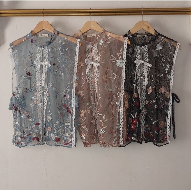 Vest Glaycia Outer Rompi Vest Tali Renda Atasan Baju Pakaian Gamis Dress Wanita Brukat Tulle Tile La