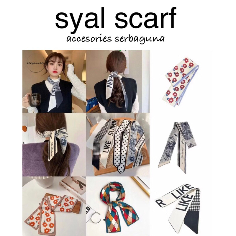 Syal Sutra Serbaguna Satin Dekorasi Tas Syal Mode Aksesoris Rambut Elegant