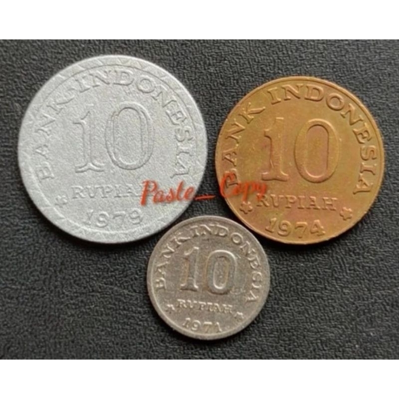 3 keping koin pecahan 10 rupiah beda jenis