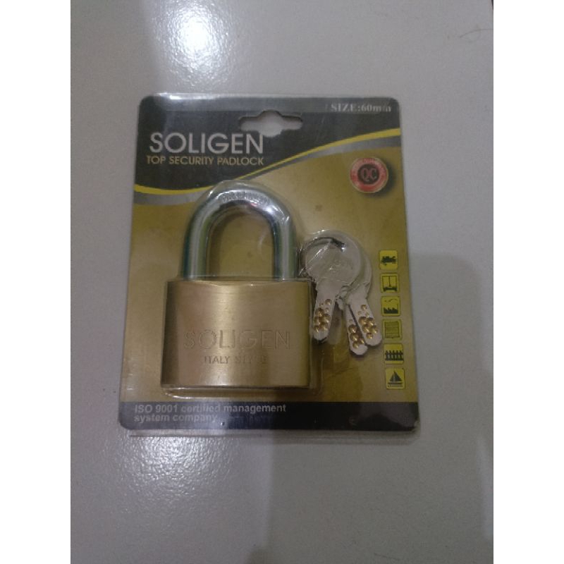 Gembok Pagar 60mm leher pendek soligen/gembok pagar kuningan 60mm komputer soligen