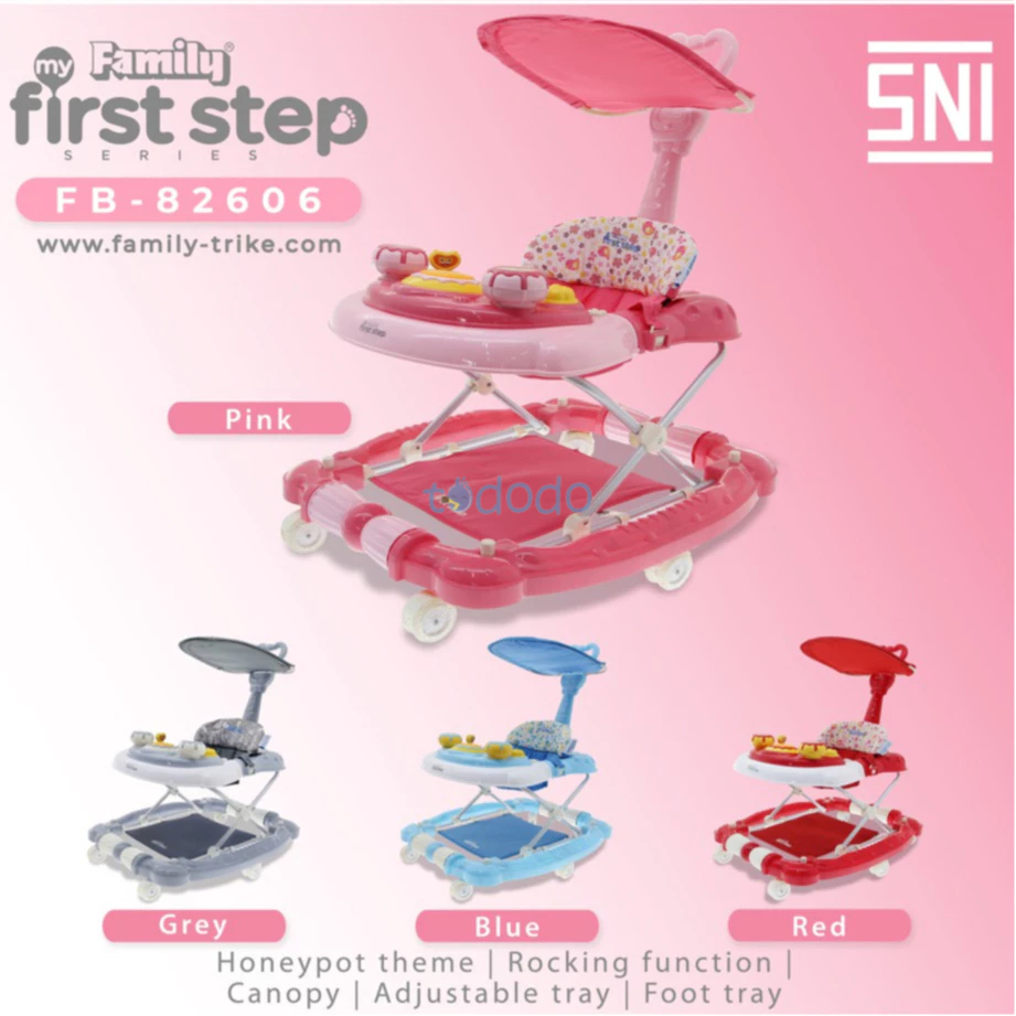 Family Baby Walker Alat Belajar Jalan Bayi 218A/ FB-82606 / FB-82606 / FB 83608 Kereta Dorong Bayi