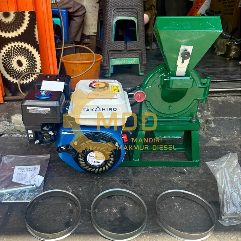Mesin Gilingan Tepung FFC 15 + Mesin bensin - Mesin Giling Tepung - Gilingan Kopi - Disc Mill