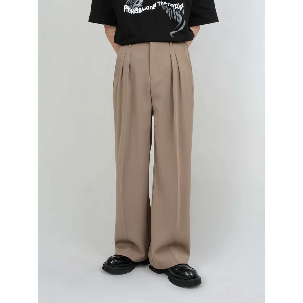 ETHENA Celana formal pria wide leg straight trousers Celana panjang pria Celana kantor