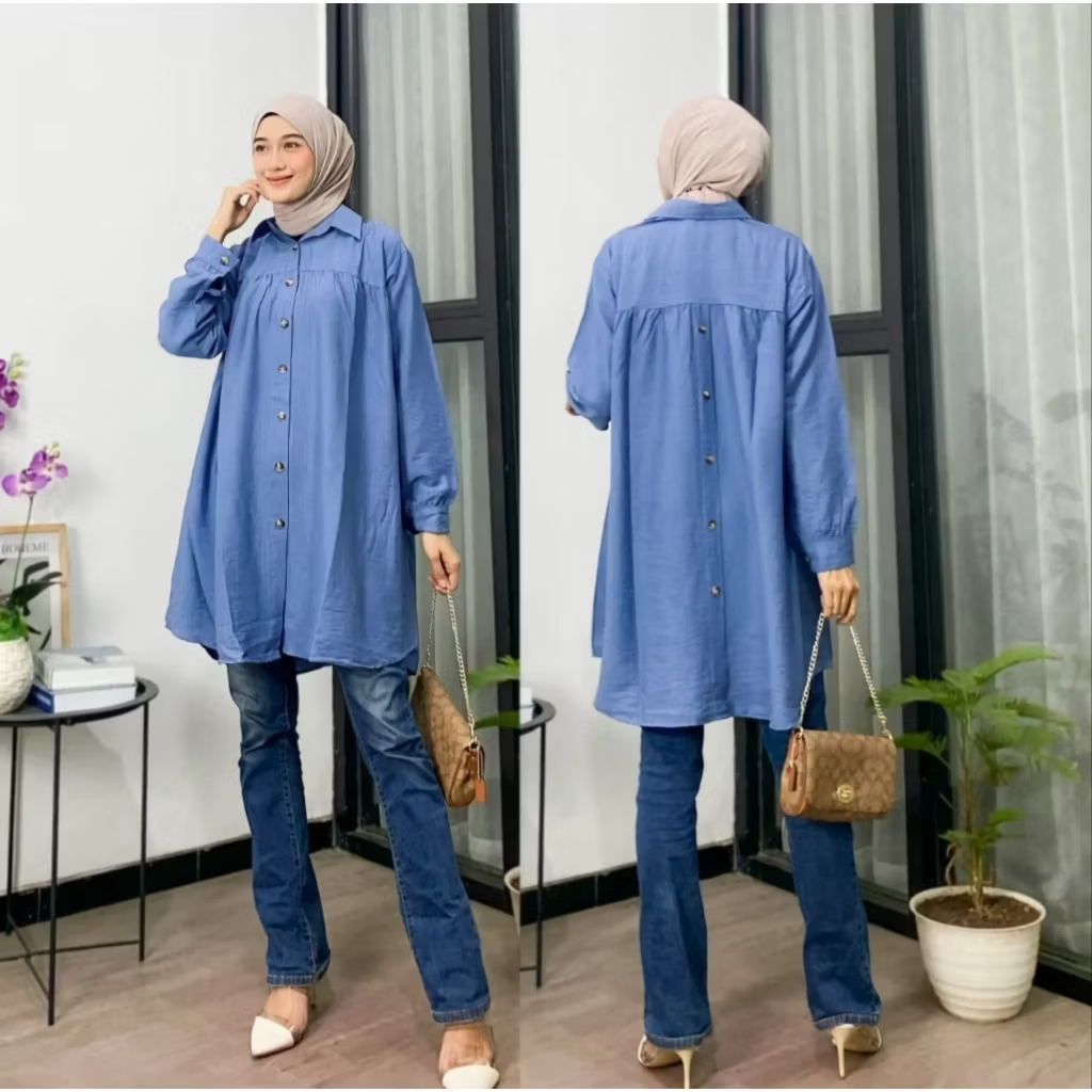 Zulfa Tunik Polos Linen Premium LD 110 LD 125 Tunik Jumbo Premium