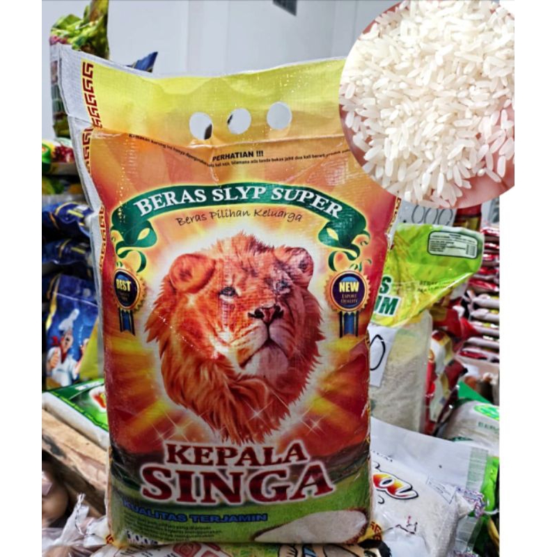 

beras kepala singa 5kg super punel bersih packing aman