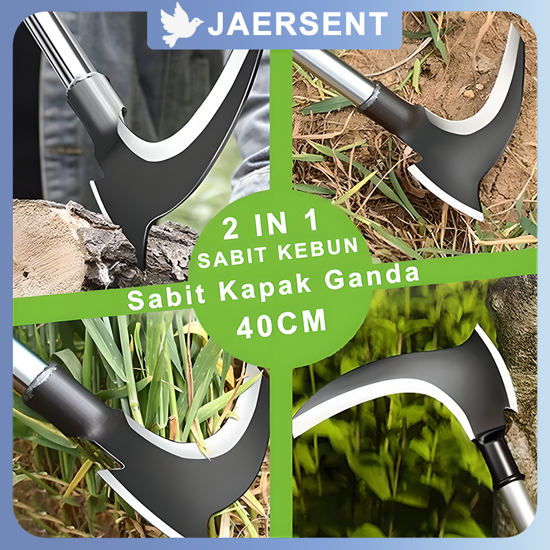 40CM Pemangkas Sabit kapak Ganda Pemangkas Rumput Multifungsi 6722/Sabit Arit Rumput Baja Asli Sabit