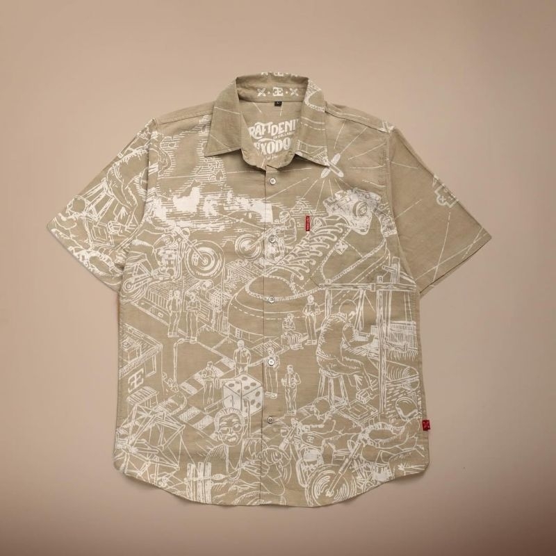 Exodos57 x @craftdenim.id | Craftsmen's Journey Brown Shirt - Short Sleeve