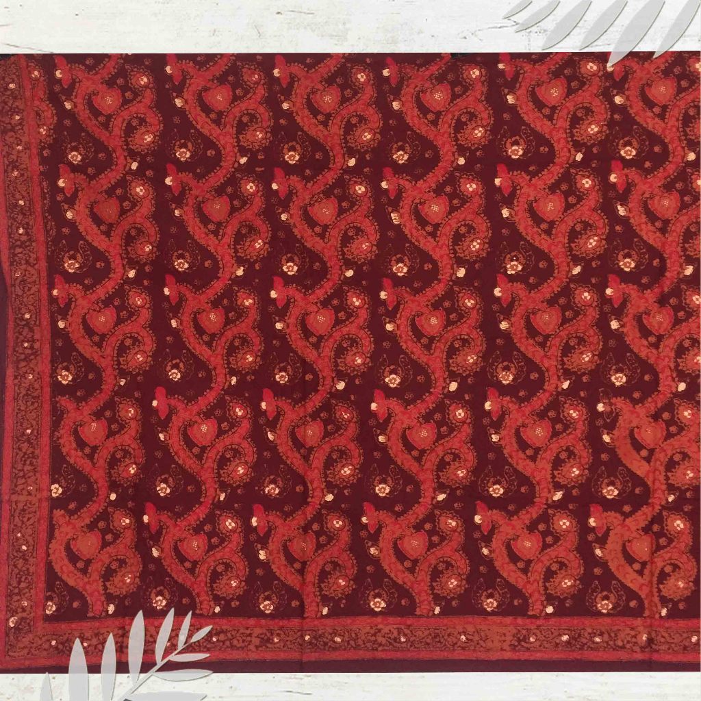 Batik jambi Motif batanghari merah | dasar bahan baju (Panjang.2m Lebar.105cm)