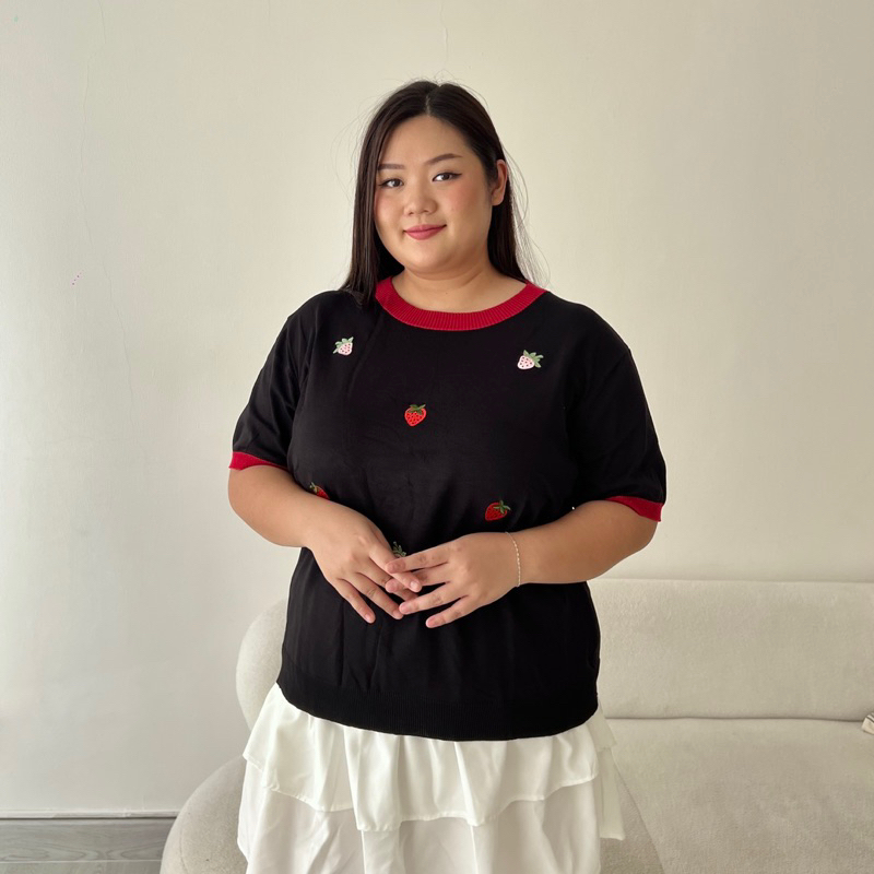 BERRI Atasan Knit Wanita Jumbo / Kaos Rajut Bigsize