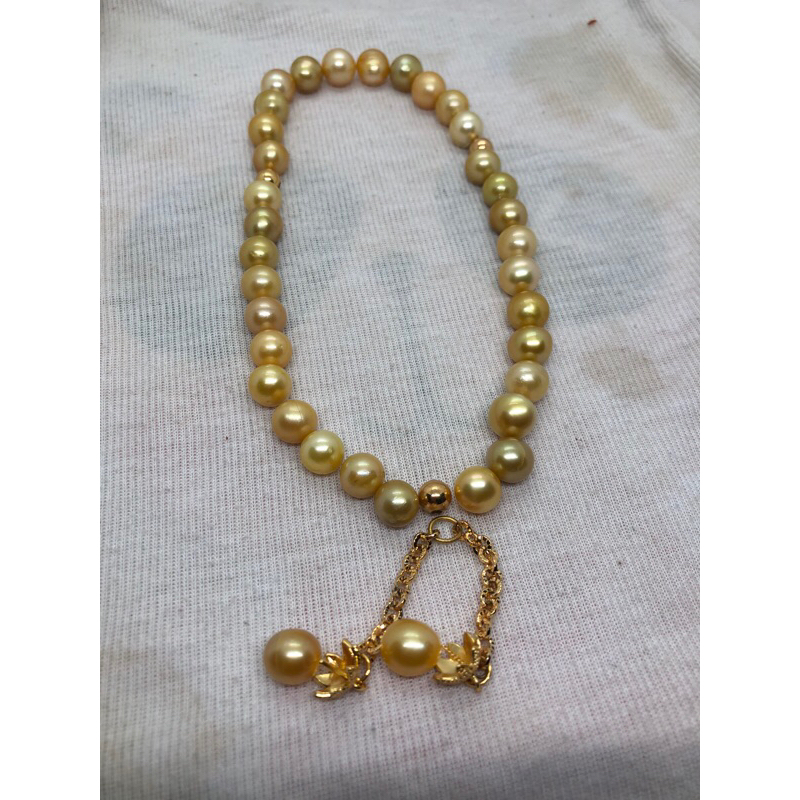 tasbih full mutiara air laut gold matang tasbih mutiara air laut grade A mutiara gold matang