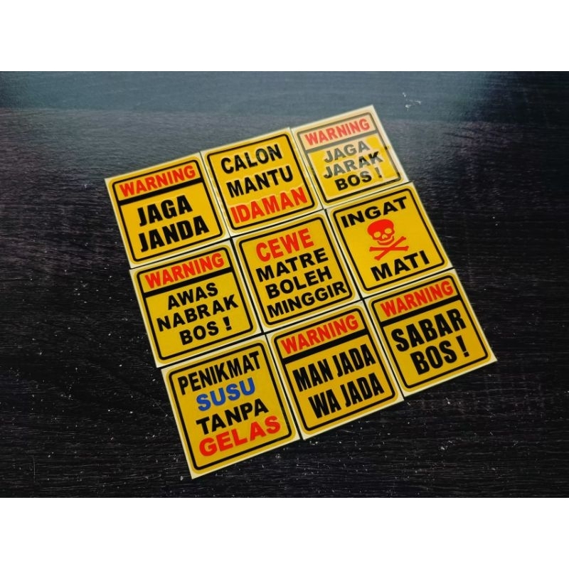 Stiker warning kata kata lucu sticker cutting