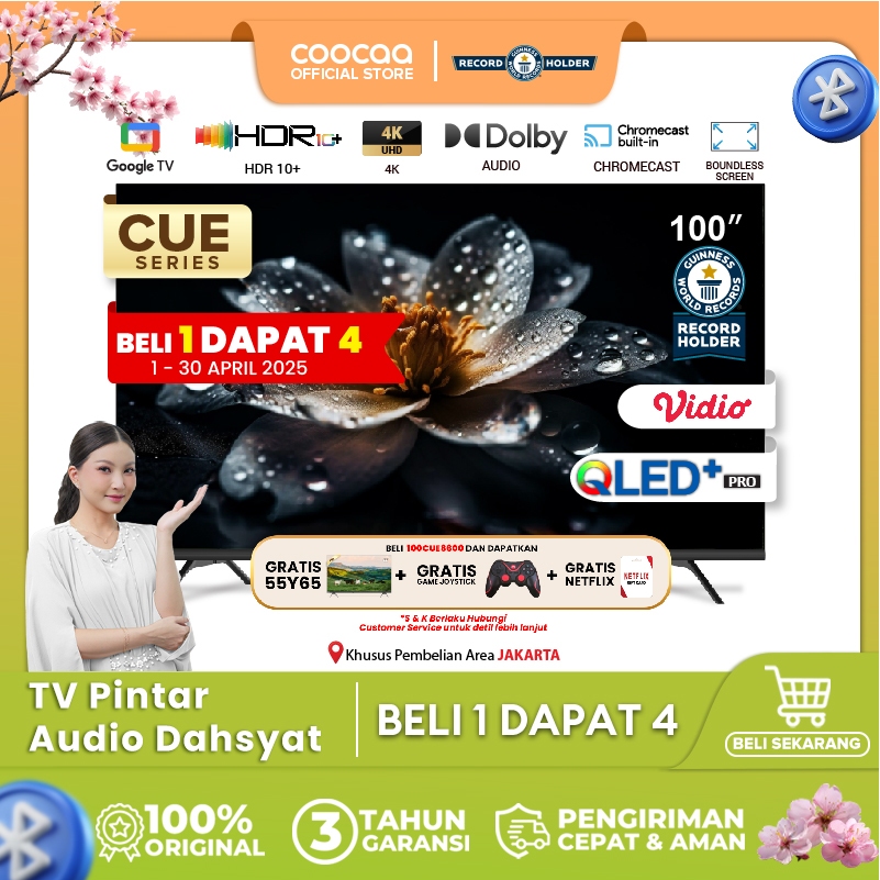 [NEW] [Google TV] COOCAA TV 100 inch - QLED- Smart TV - Digital TV - Netflix & Youtube - Google Assi