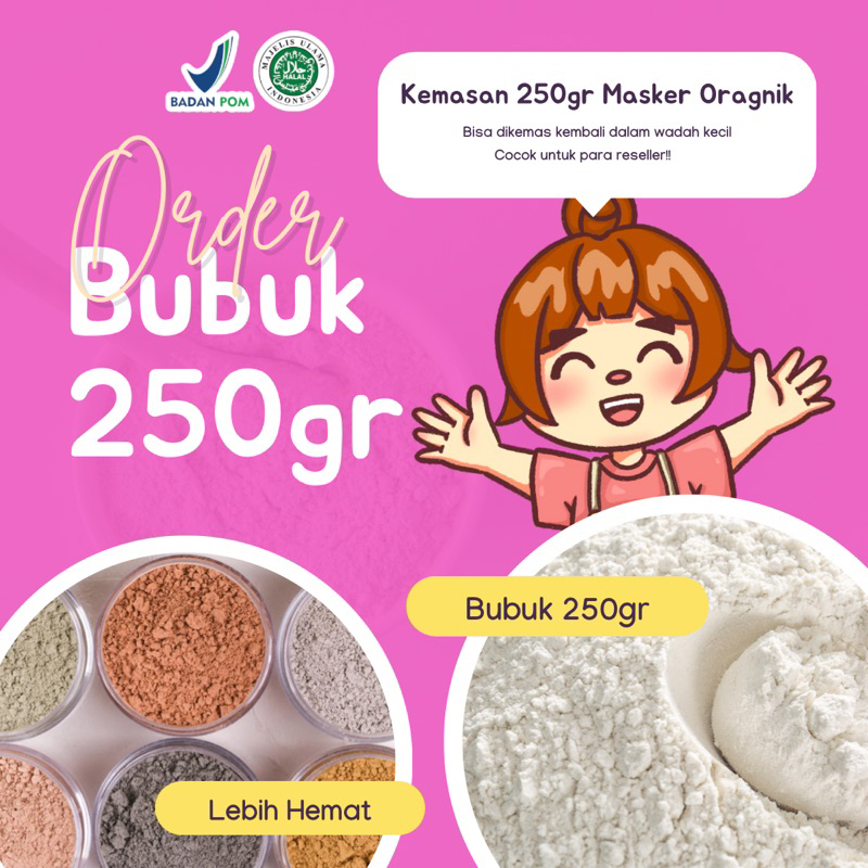 (250gr) Masker Organik Kiloan/Masker Wajah BPOM Kiloan/Masker Anak Grosir