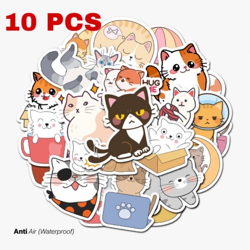 

10pcs KARTUN KUCING STIKER LAPTOP HELM TUMBLR HP SKENA STICKER VYNIL WATERPROOF KEKINIAN