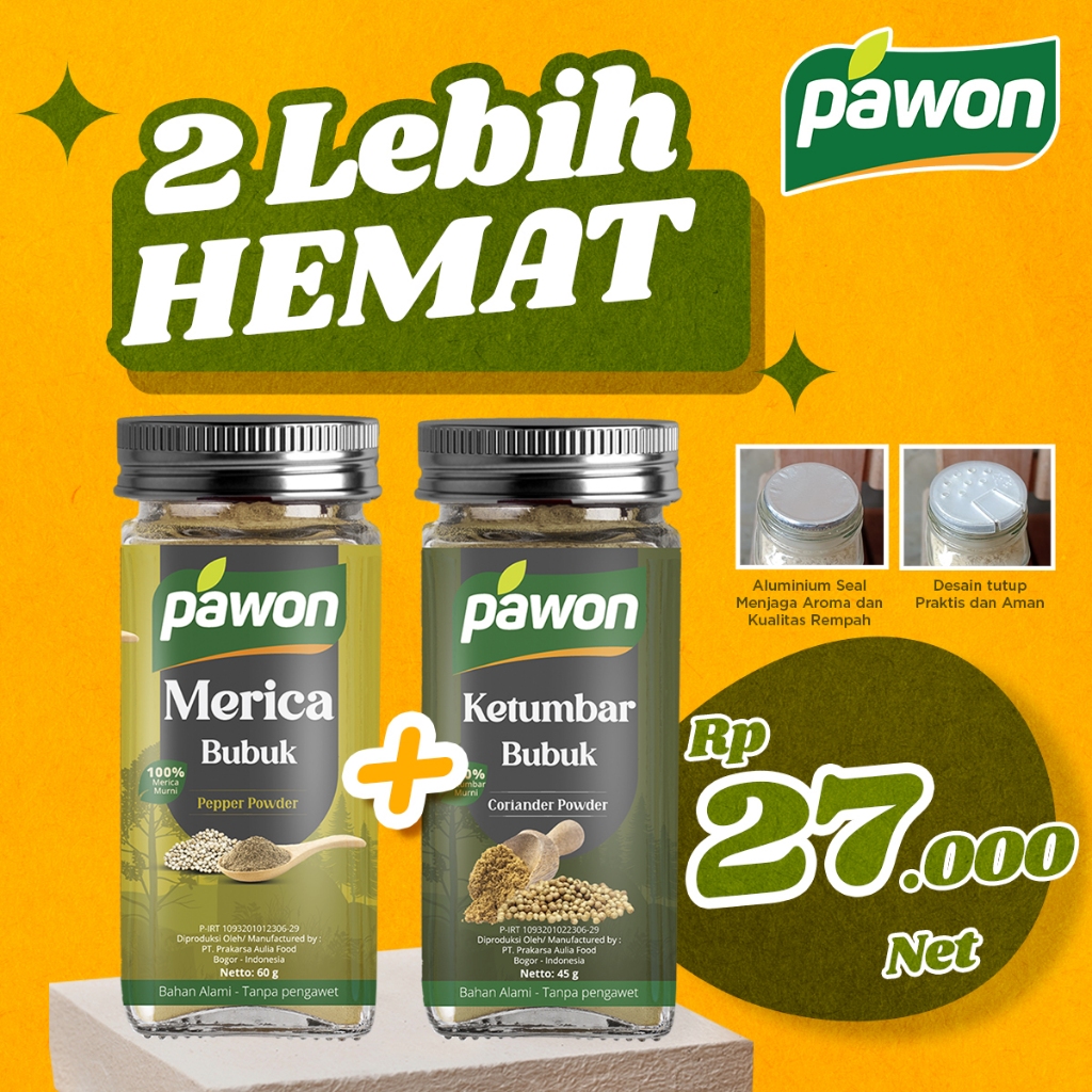 

Promo Hemat Merica Bubuk & Ketumbar Bubuk Murni Pawon