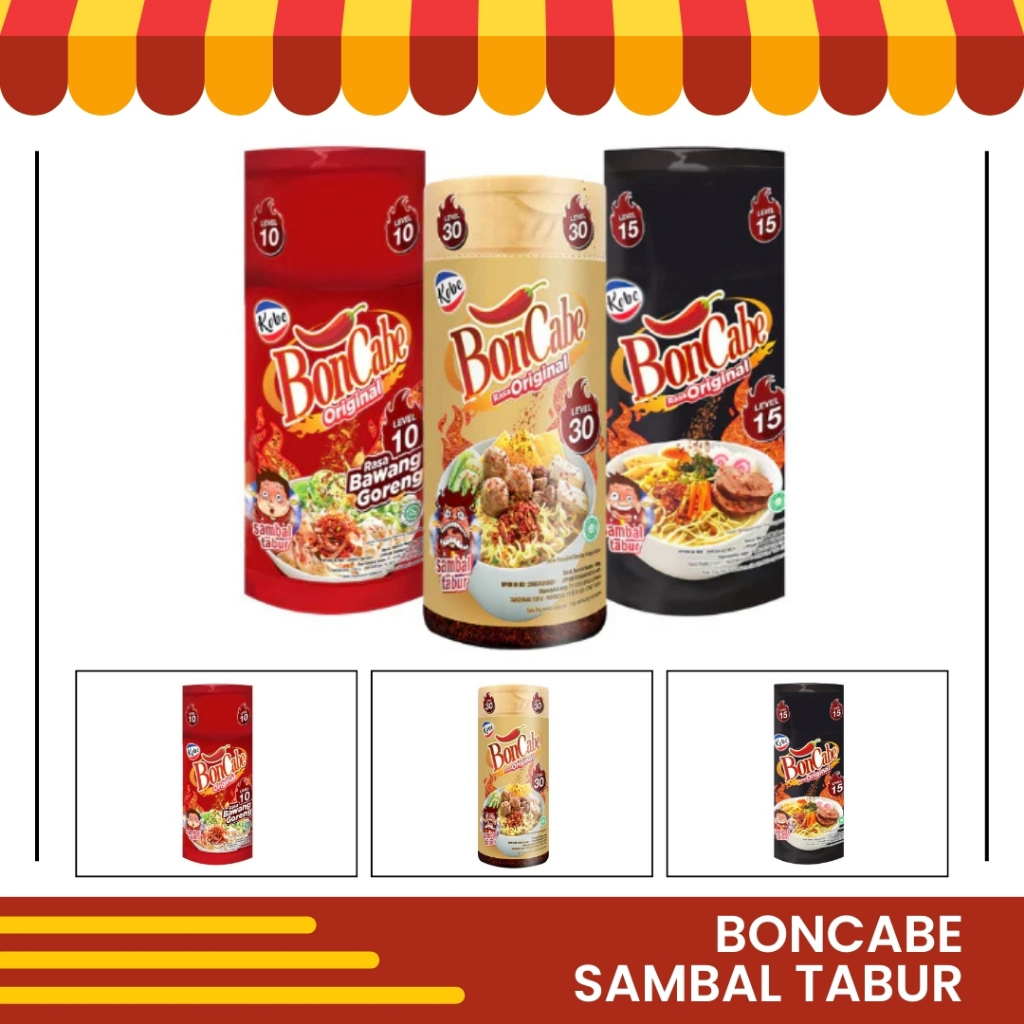

Kobe Boncabe Bon Cabe Rasa Original Pedas Cabai Bubuk Sambal Tabur Level 10 15 30 Botol 45gram