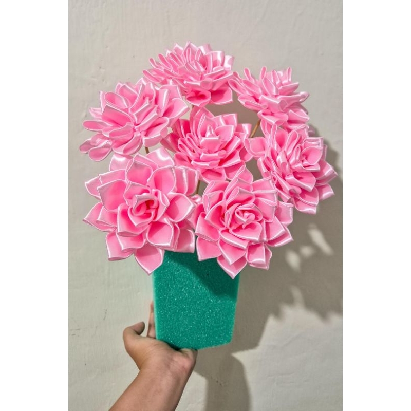 

BUNGA PITA SATIN/DAISY RIBBON FLOWER SATUAN PINK MUDA