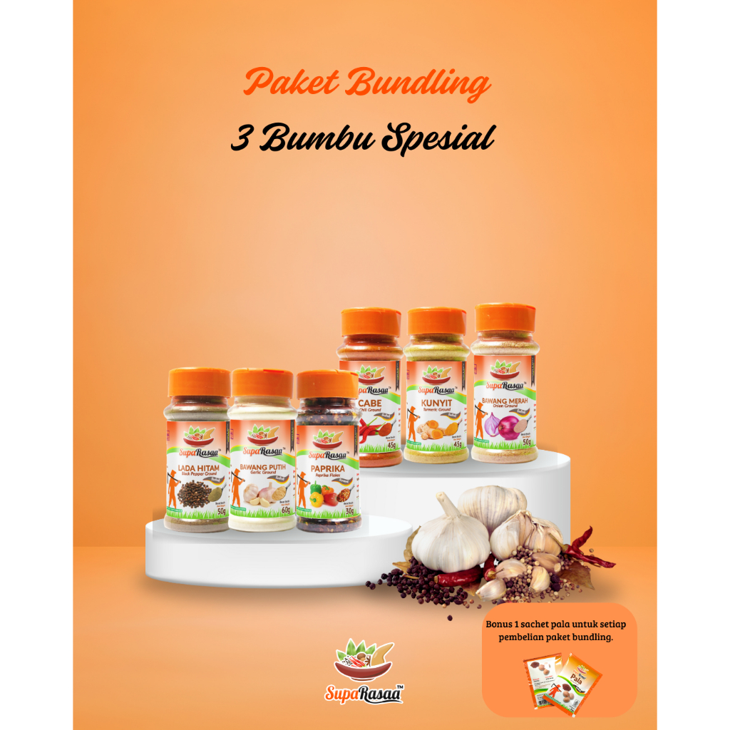 

Paket Bundling 3 Bumbu Spesial | Bumbu Dasar Rempah Lengkap Suparasaa