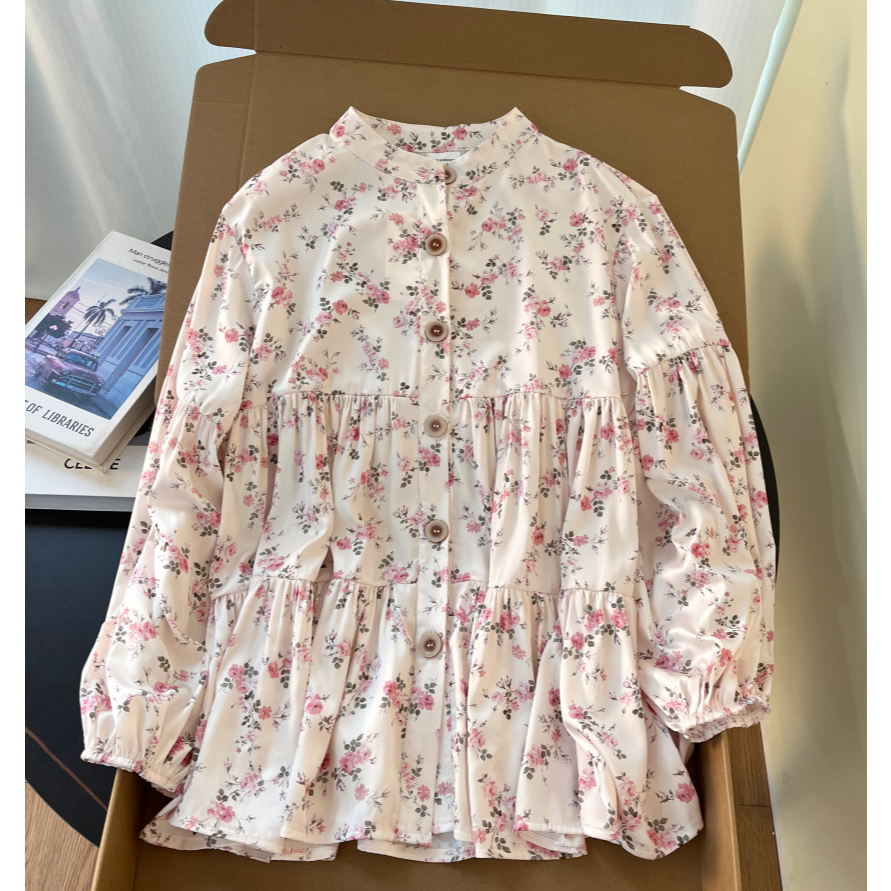 Kemeja Wanita Muslim Rayon Katun, Kemeja Motif Bunga