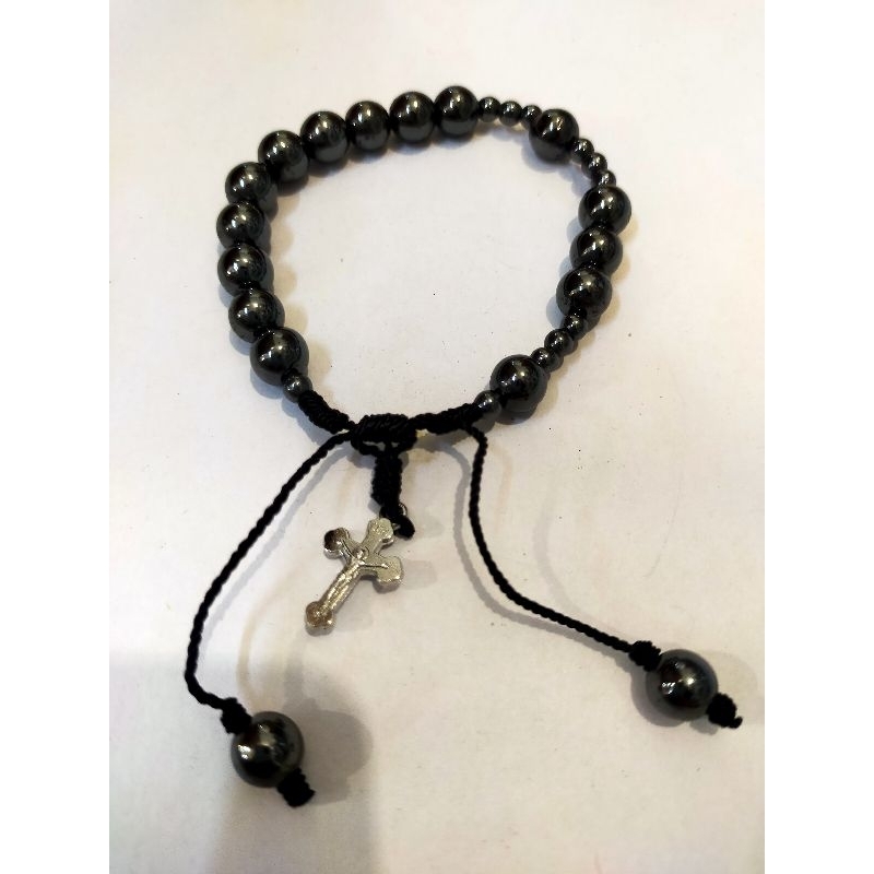 Rosario Gelang Tali Batu Blustin 8mm (7827) - Rosario Gelang - Gelang Salib - Gelang Rosario - Rosar