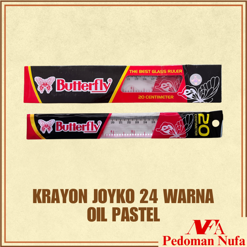 

Penggaris Plastik Buterfly 20 cm Per Lusin / Mika Glass Ruller ButterFly / Alat ukur panjang 20 centimeter 1 Pak