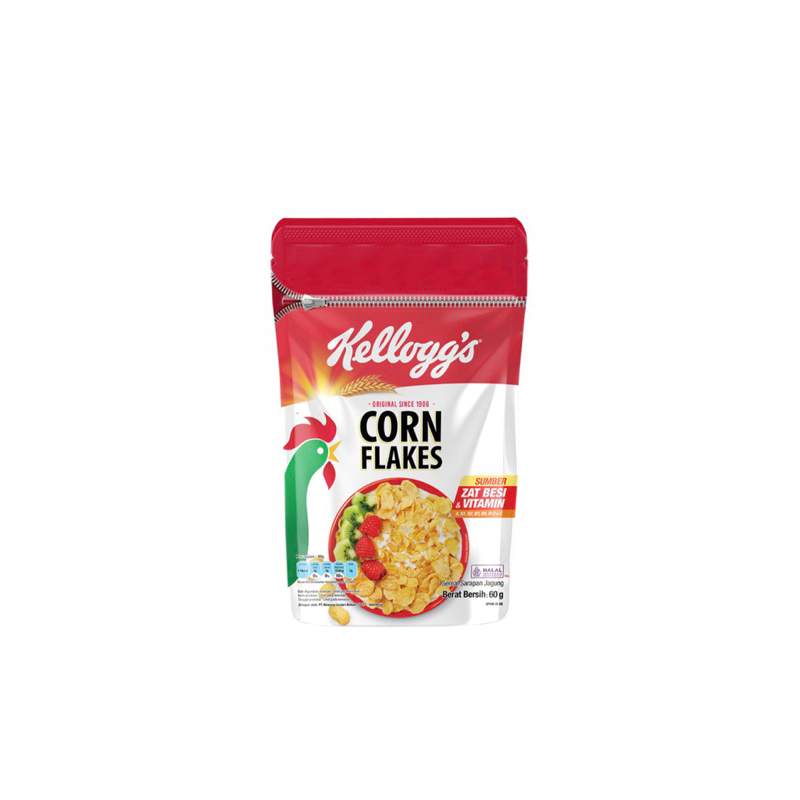 

KELLOG CORN FLAKES 60 GRAM KEMASAN POUCH ZIPLOCK 1 PC