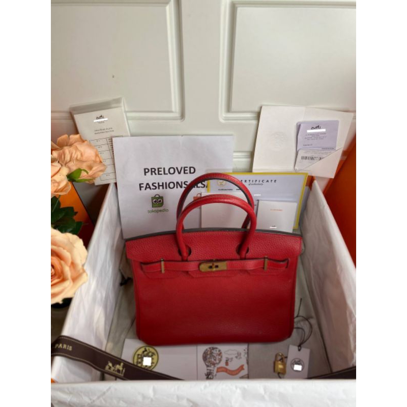 Preloved Birkin 30 Rouge Casaque Togo GHW Stamp #P