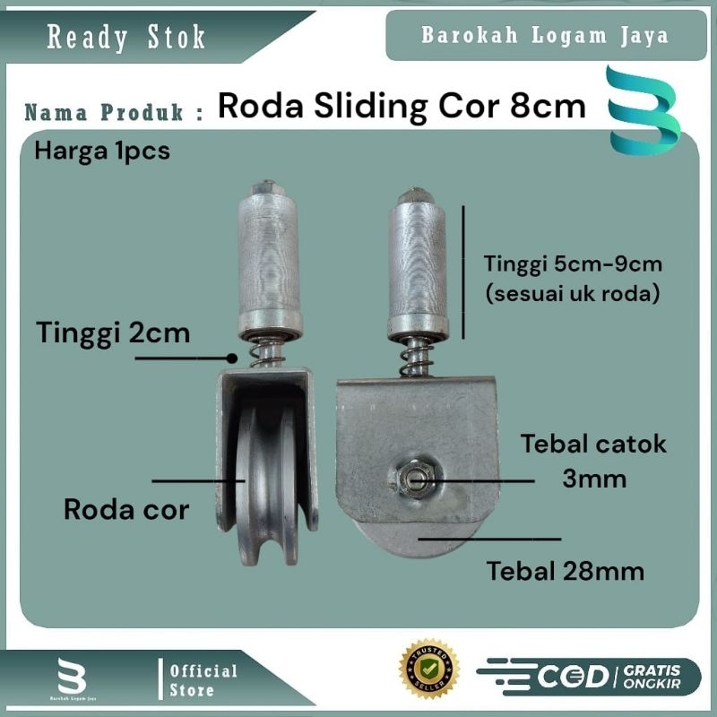 Roda Sliding COR untuk pagar lipat dan tikung | roda tikung anti anjlog
