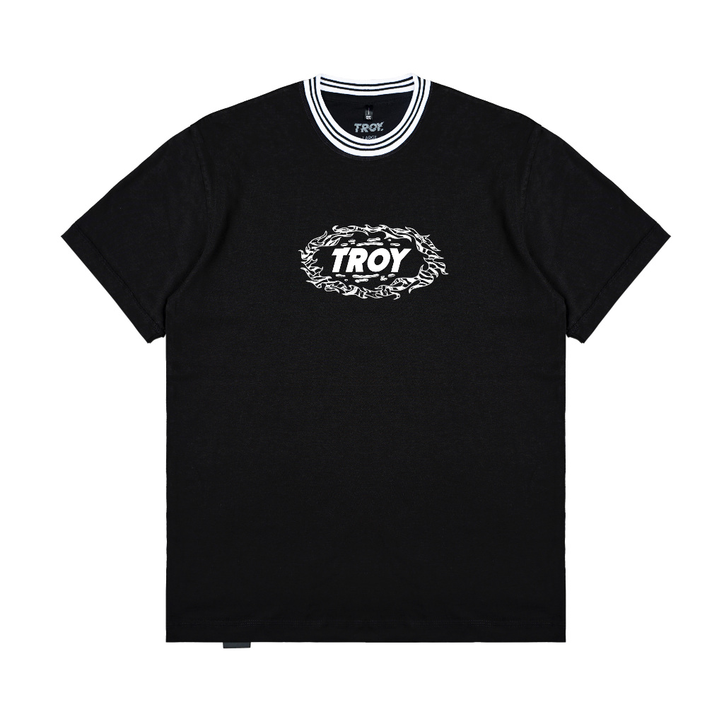 Troy Company Neck Strip Tshirt Black Hydrargyrum - Kaos Lengan Pendek Kaos Hitam KST 3078-3W2B