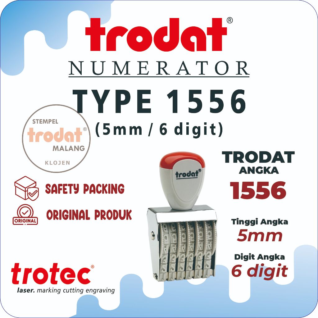 

Stempel Trodat 1556 (5mm 6digit) | STEMPEL TRODAT NUMERATOR (ANGKA DAN SIMBOL BISA DIPUTAR)