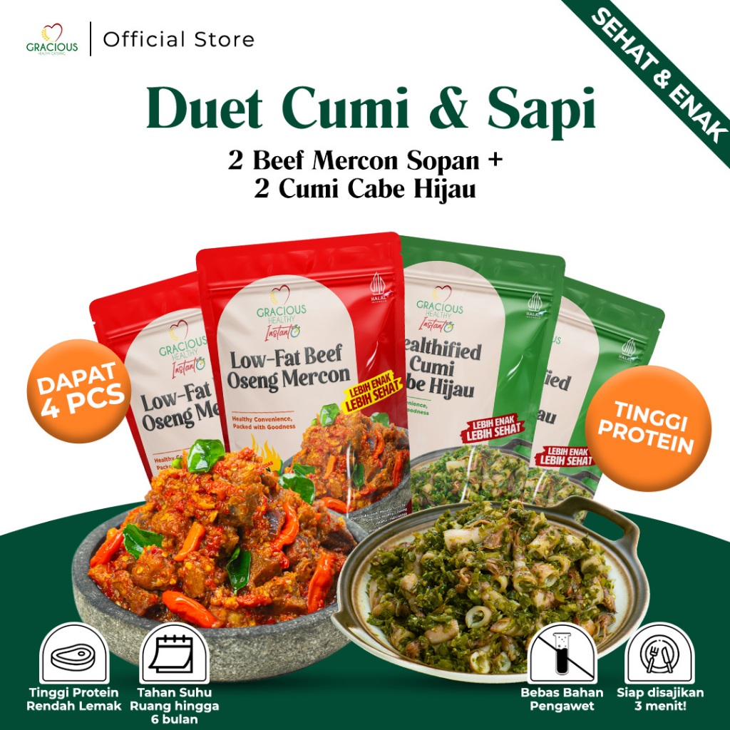 

Gracious Duet Cumi & Sapi | 2 Beef Mercon Sopan + 2 Cumi Cabe Hijau