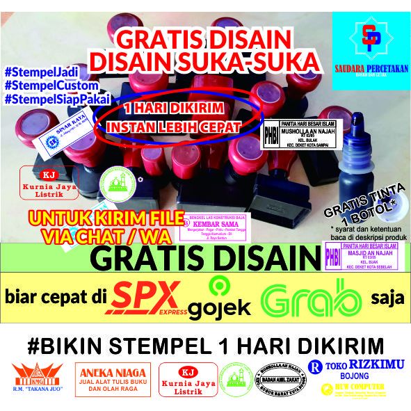 

Stempel Custom Stempel Logo Stempel Toko / Lunas / RT RW / Sekolah / Instansi / Pemerintahan/ Kantor / Stempel langsung jadi GRATIS TINTA