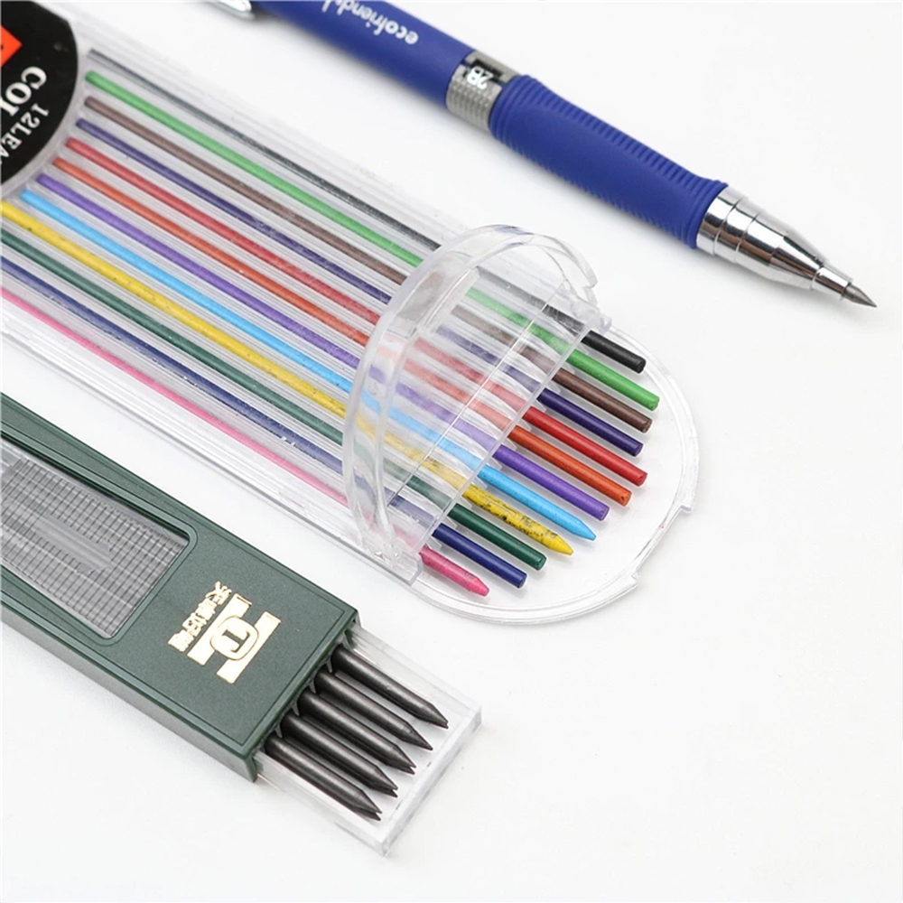 

[COD] Set Pensil Mekanik 2,0 mm Pensil Siswa Otomatis 2B Isi Pensil Warna/Abu-abu Pena Sekolah Perlengkapan untuk Menggambar Kantor