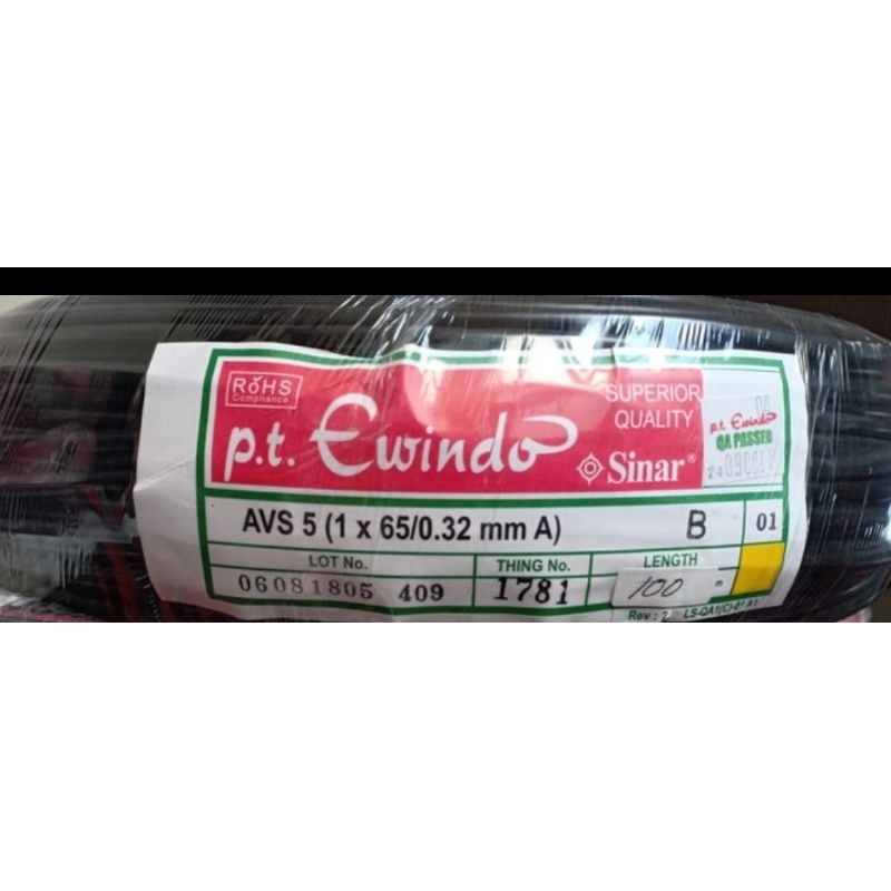 Kabel Sinar AVS 5mm Kabel Otomotif Serabut Tembaga Hitam, Hitam Putih ( 1meter )