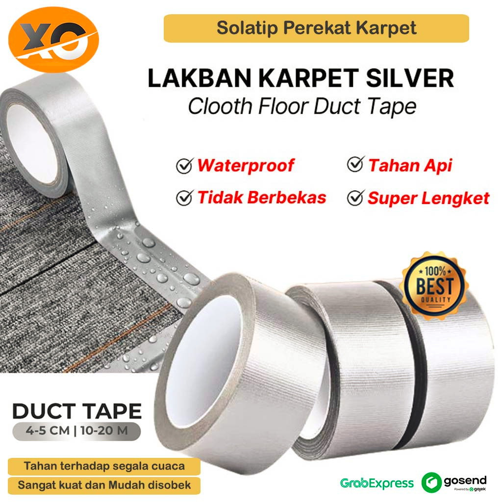 Lakban Karpet Lantai Kain Super Kuat Lengket Kain Silver Abu Anti Slip Lantai Lakban Karpet Super St